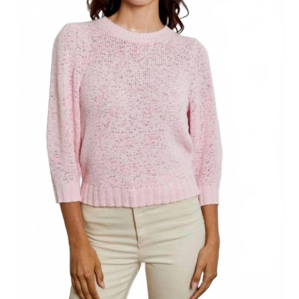 NEW DESIGN HISTORY elbow puff sleeve sweater in pink posie
